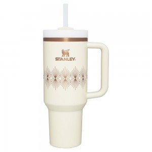 Stanley DECO COLLECTION QUENCHER H2.0 FLOWSTATE™ TUMBLER | 40 OZ Cream Gloss Deco | 28613-AOBJ