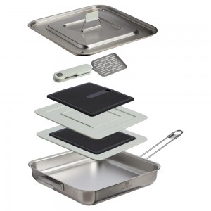 Stanley THE WILDFARE PRO SQUARE PAN COOKSET 5-PIECE SET | 2 QT Pale Pebble + Stone | 93260-CUWG