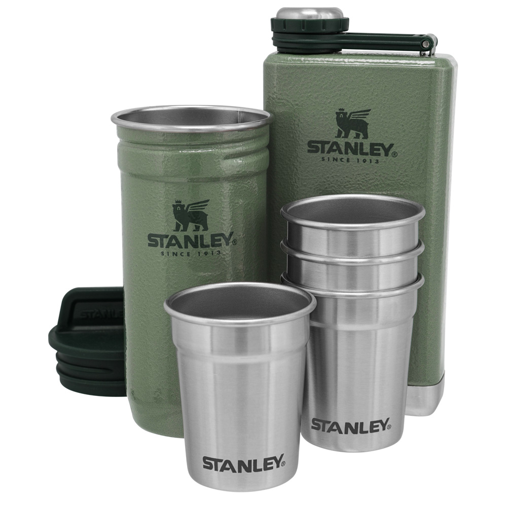 Stanley ADVENTURE PRE-PARTY SHOT GLASS + FLASK SET Hammertone Green | 96215-LOIY