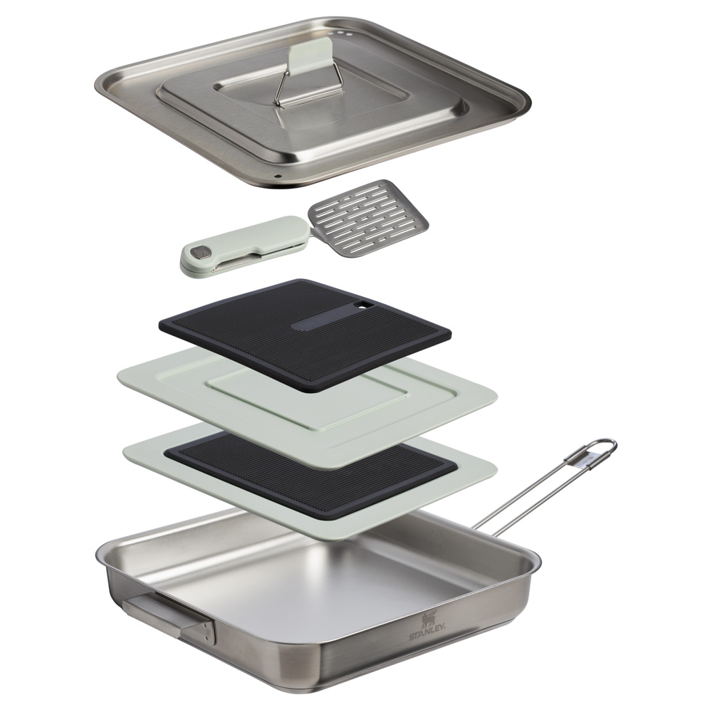 Stanley THE WILDFARE PRO SQUARE PAN COOKSET 5-PIECE SET | 2 QT Pale Pebble + Stone | 93260-CUWG